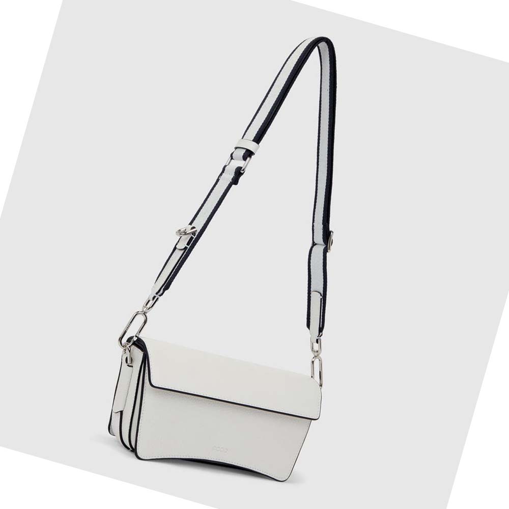 Women's Ecco TEXTUREBLOCK PINCH COMPACT Shoulder Bags White | USA 386JPQ